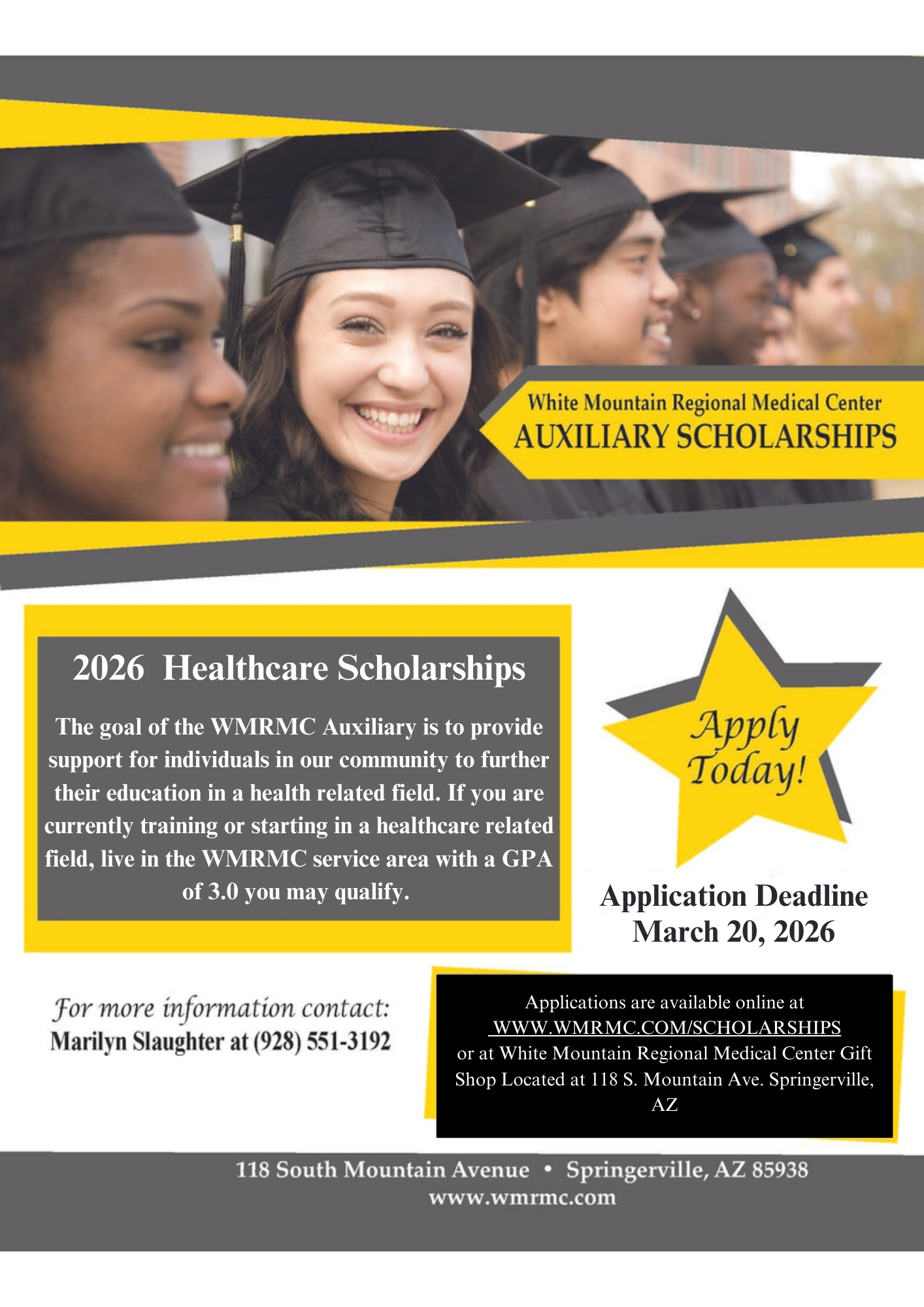WMRMCAUX scholarship flyer for 2026