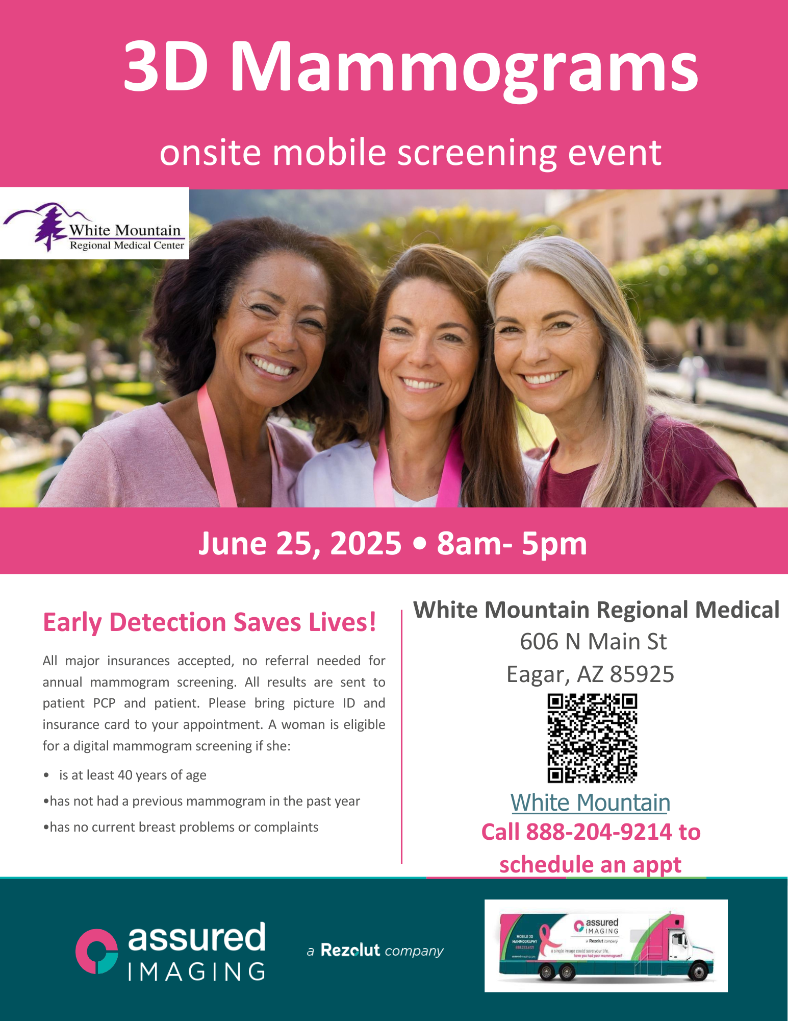 mammogram event flyer June 25th at WMRMC in english