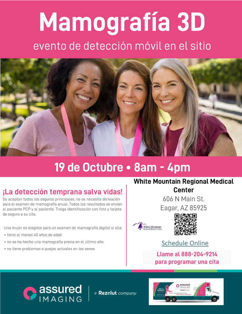 mobile mammogram event flyer on october 19th spanish